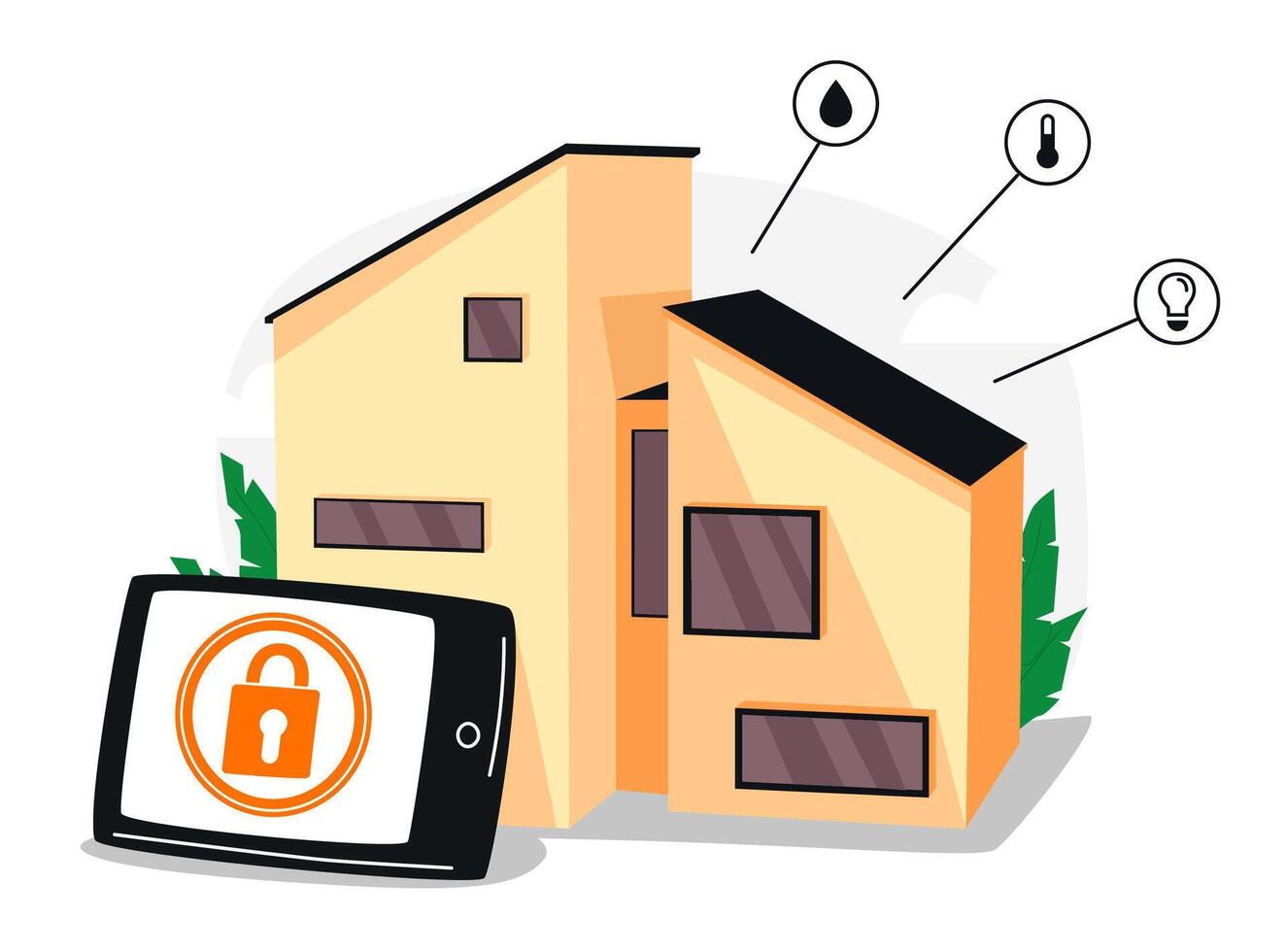 Smart Home Automation with Mobile Security System. vector