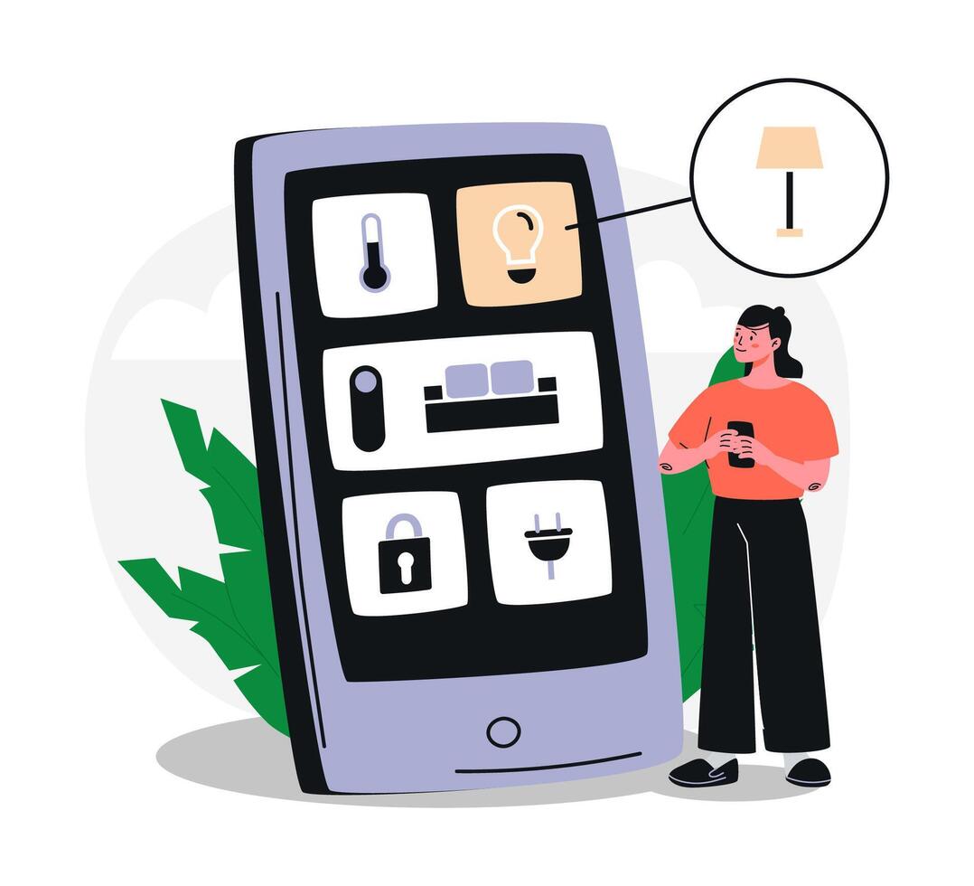 Smart Home Automation Control in Mobile Phone App. vector
