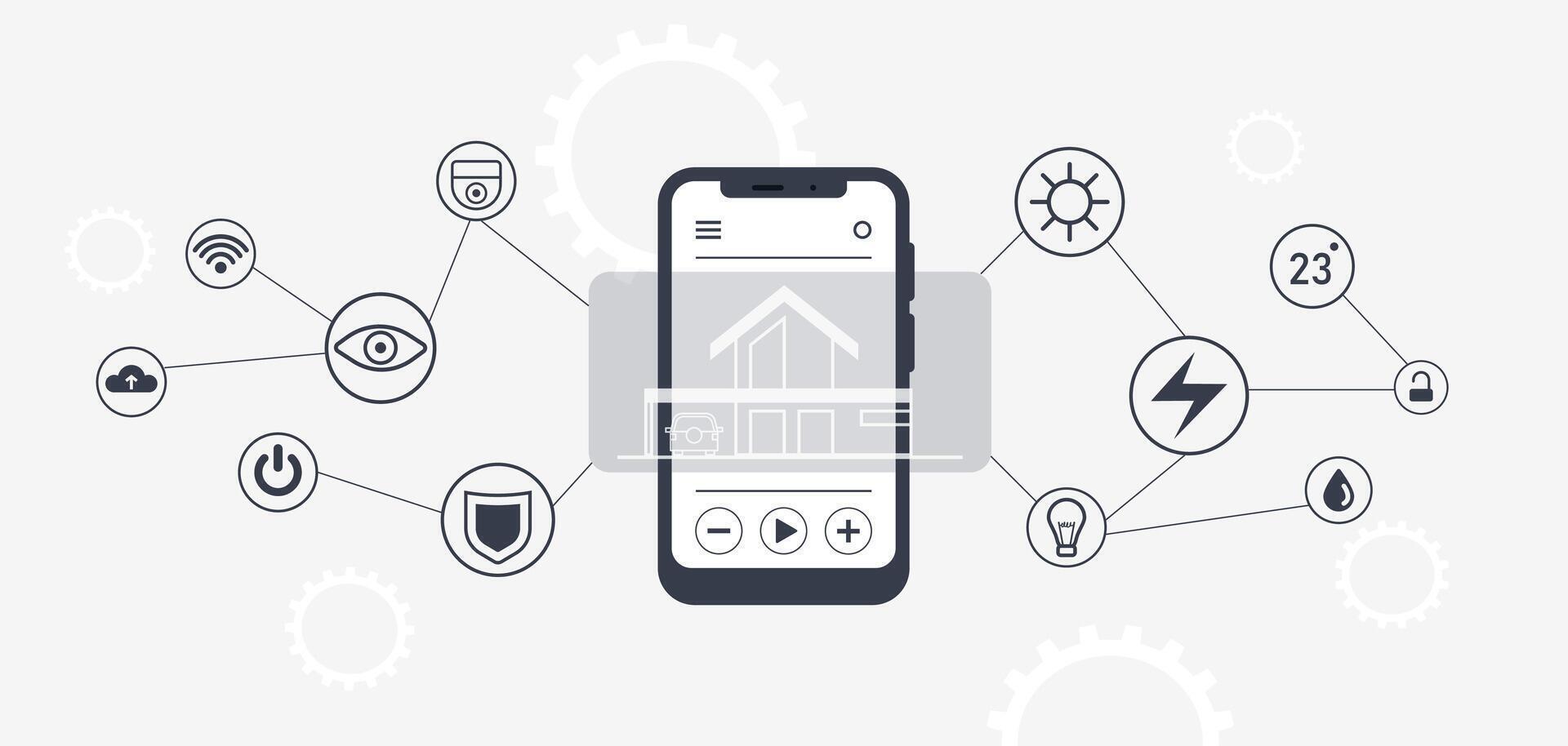 Smart Home System Control via Mobile Phone App. vector