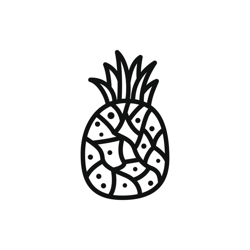 Simple Line Art Pineapple Icon on White Background vector