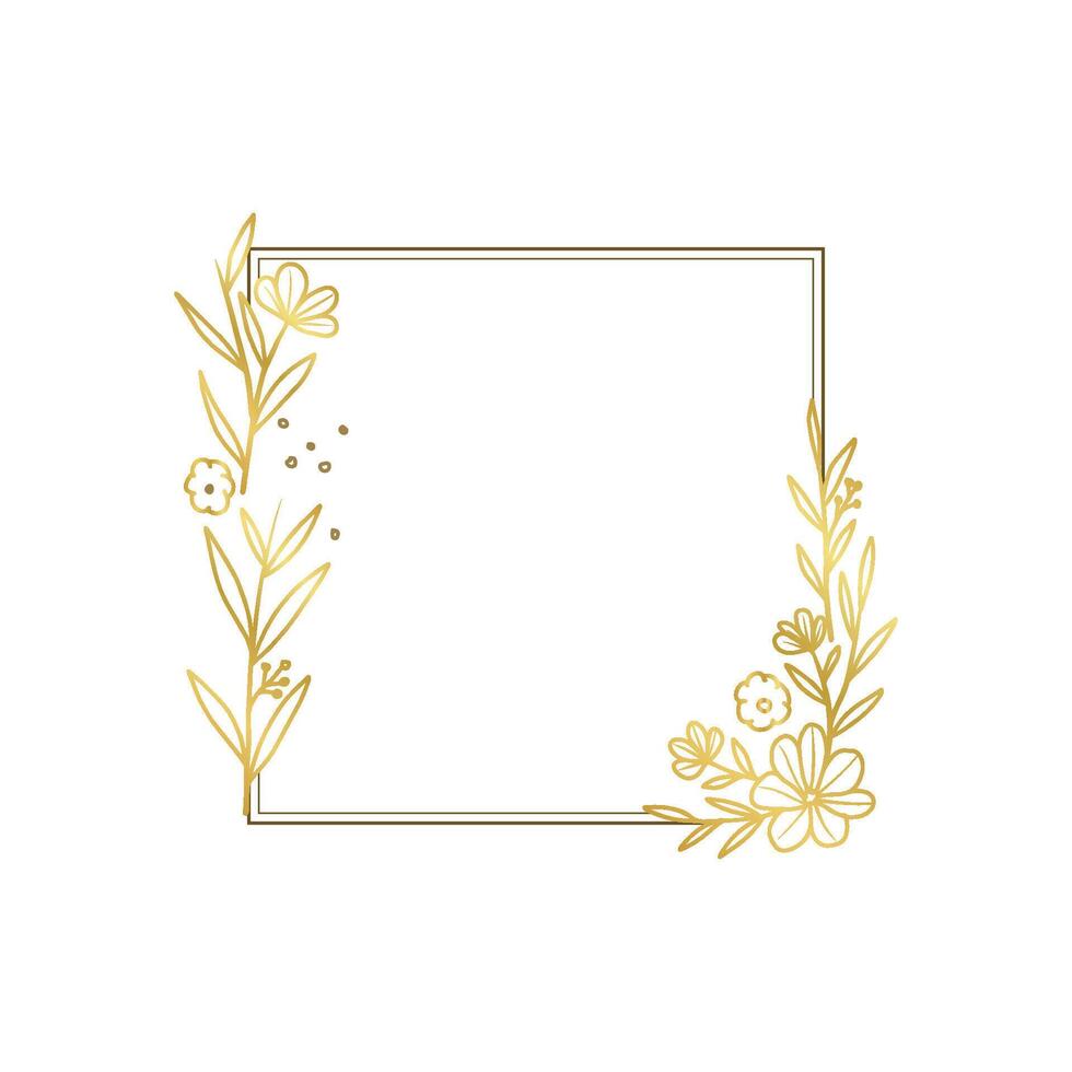 Golden Floral Square Frame Design vector