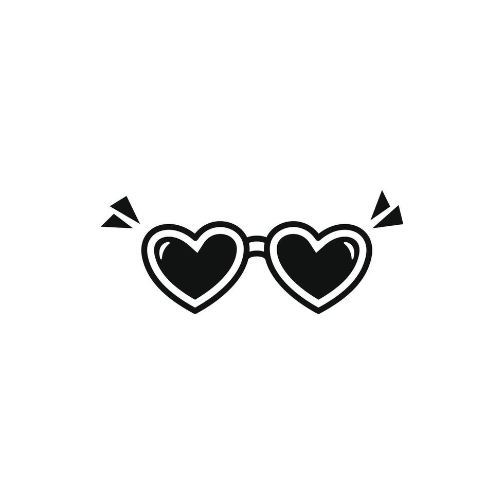Simple Line Art Heart Sunglasses Icon on White Background vector