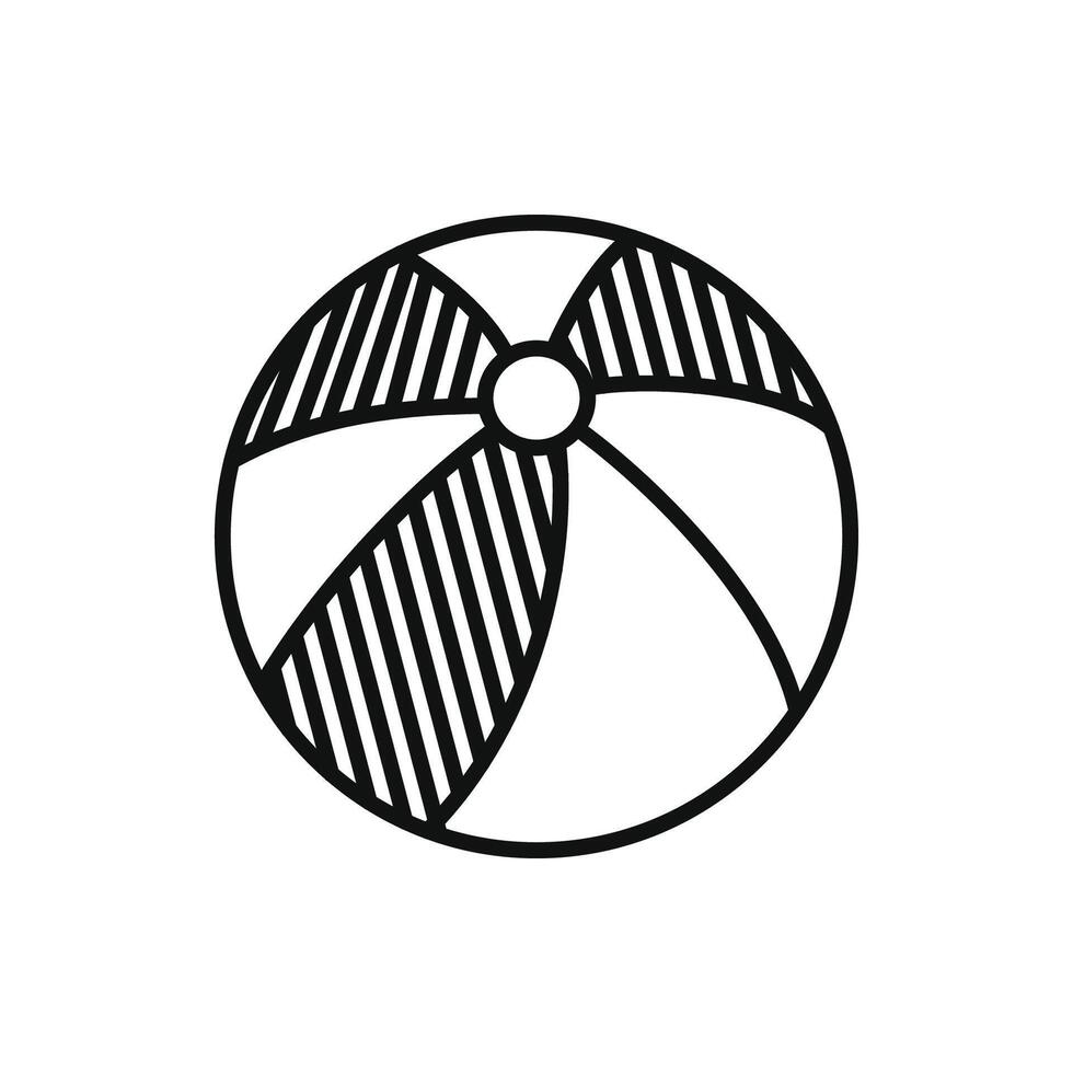 Simple Line Art Beach Ball Icon on White Background vector