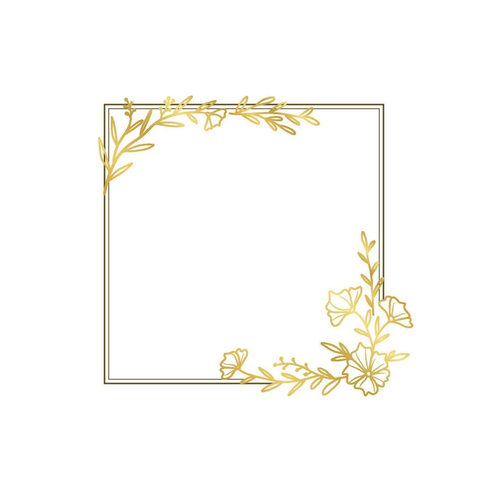 Elegant Gold Floral Square Frame Design vector