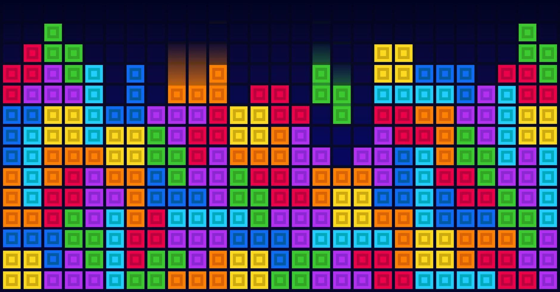 Brick blocks puzzle vintage retro videogame theme background vector