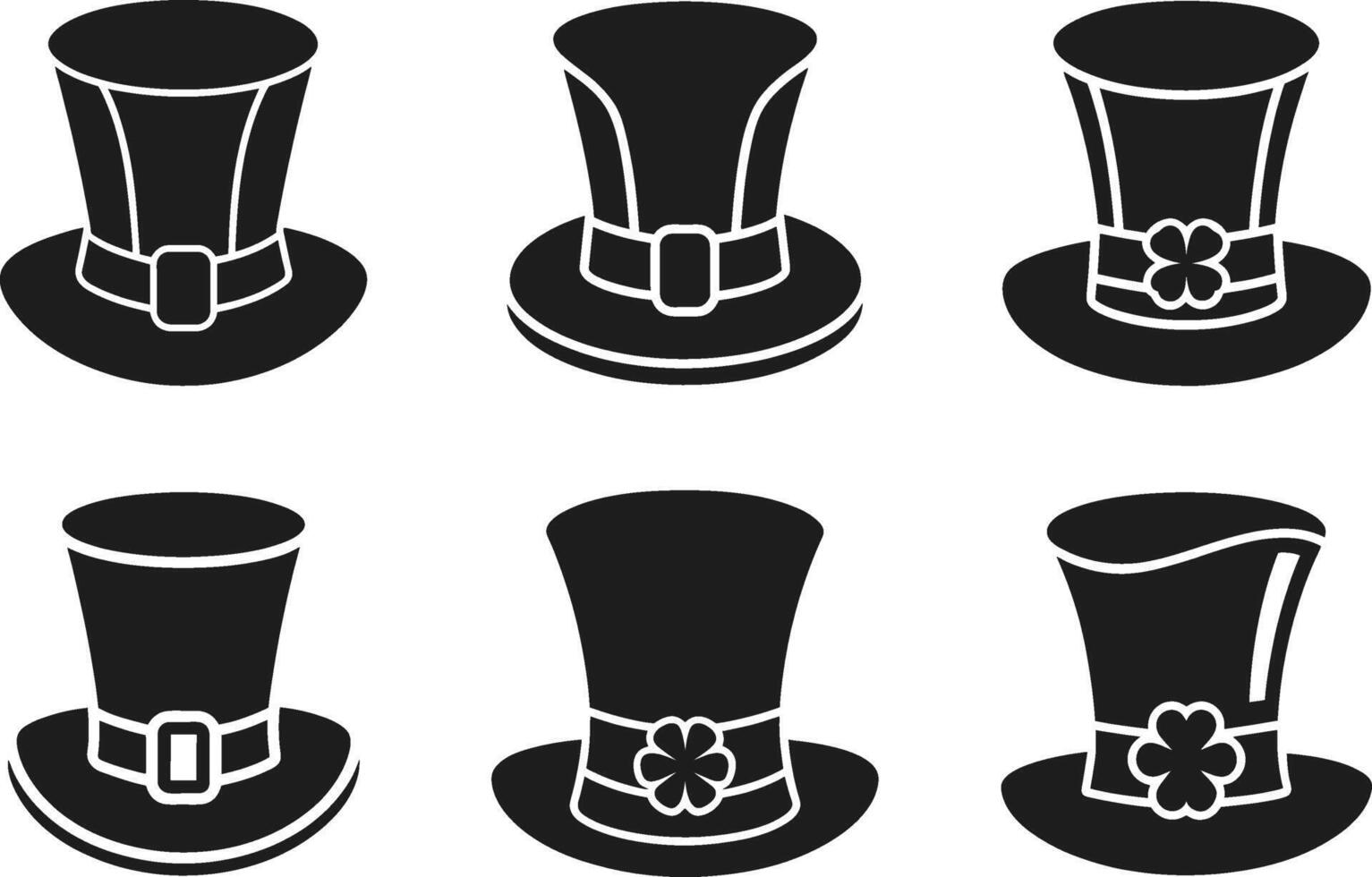 St. Patrick's Day Leprechaun Hat Silhouettes Set vector