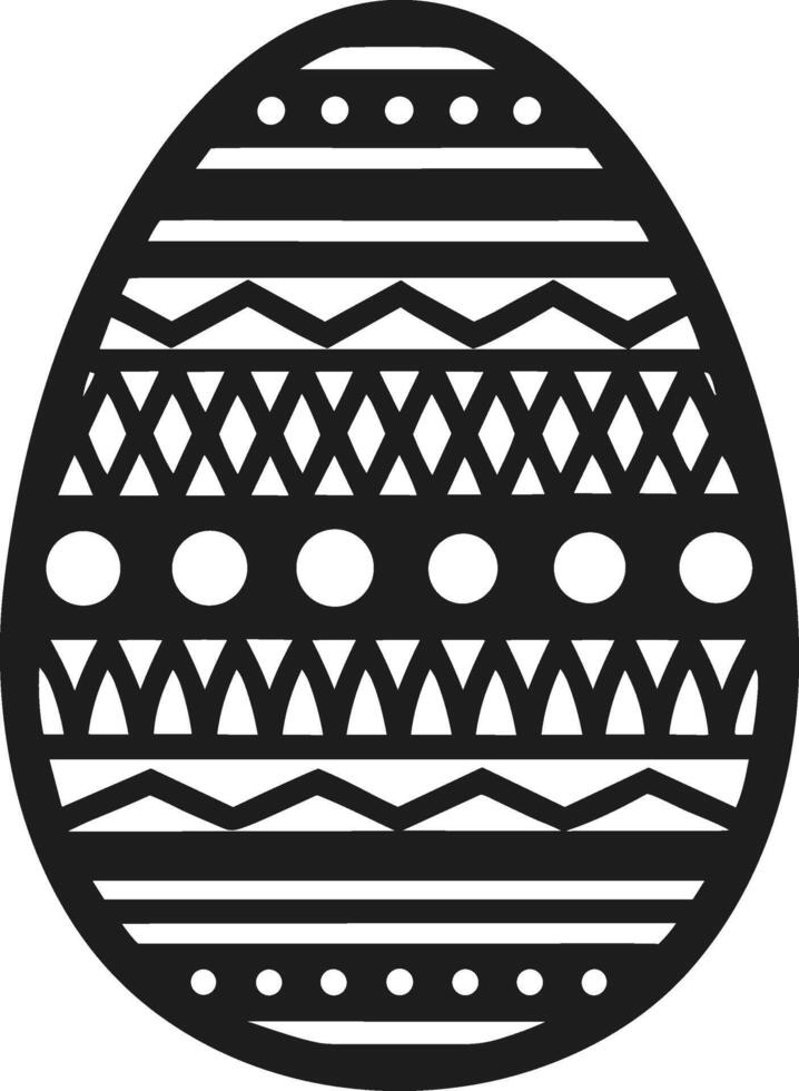 Black Easter Egg Silhouette with Ornamental Geometric Patterns - Illustration vector
