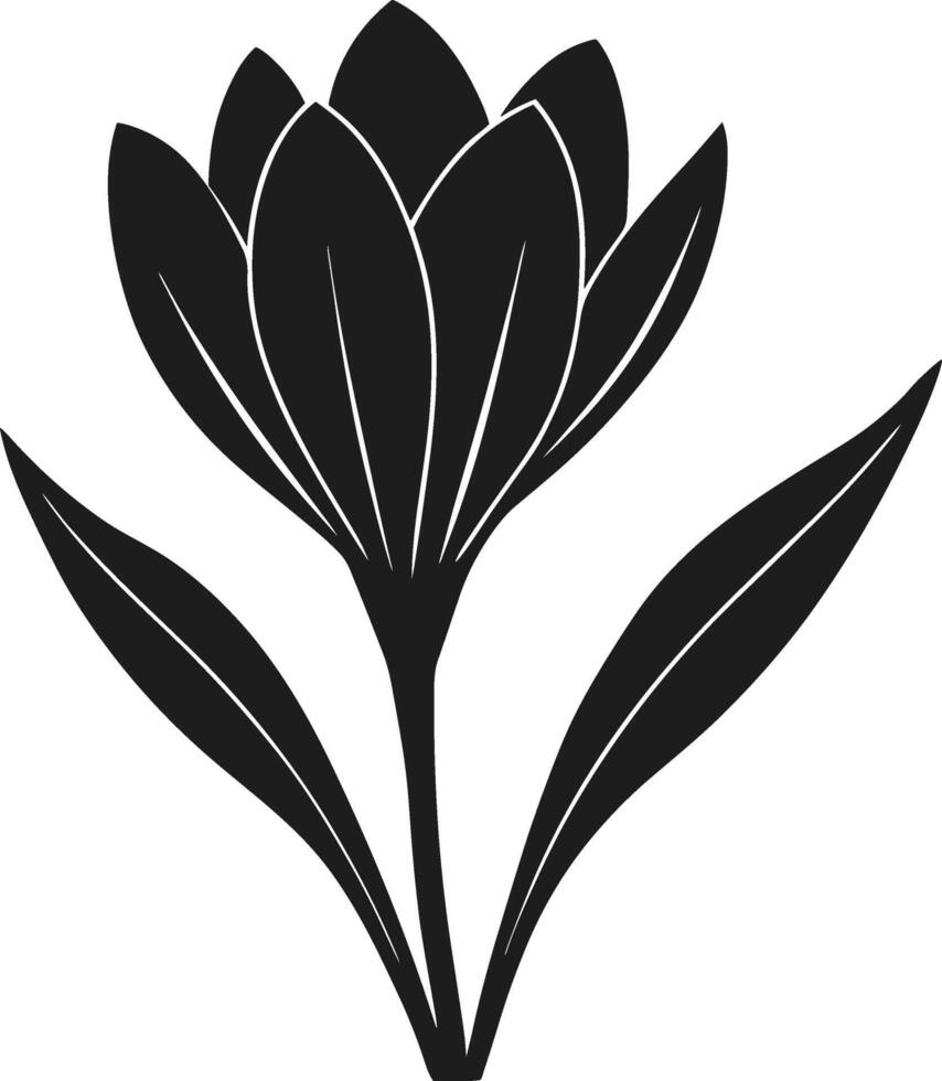 Hand-Drawn Crocus Flower - Black Silhouette Illustration for Spring and Floral Art vector