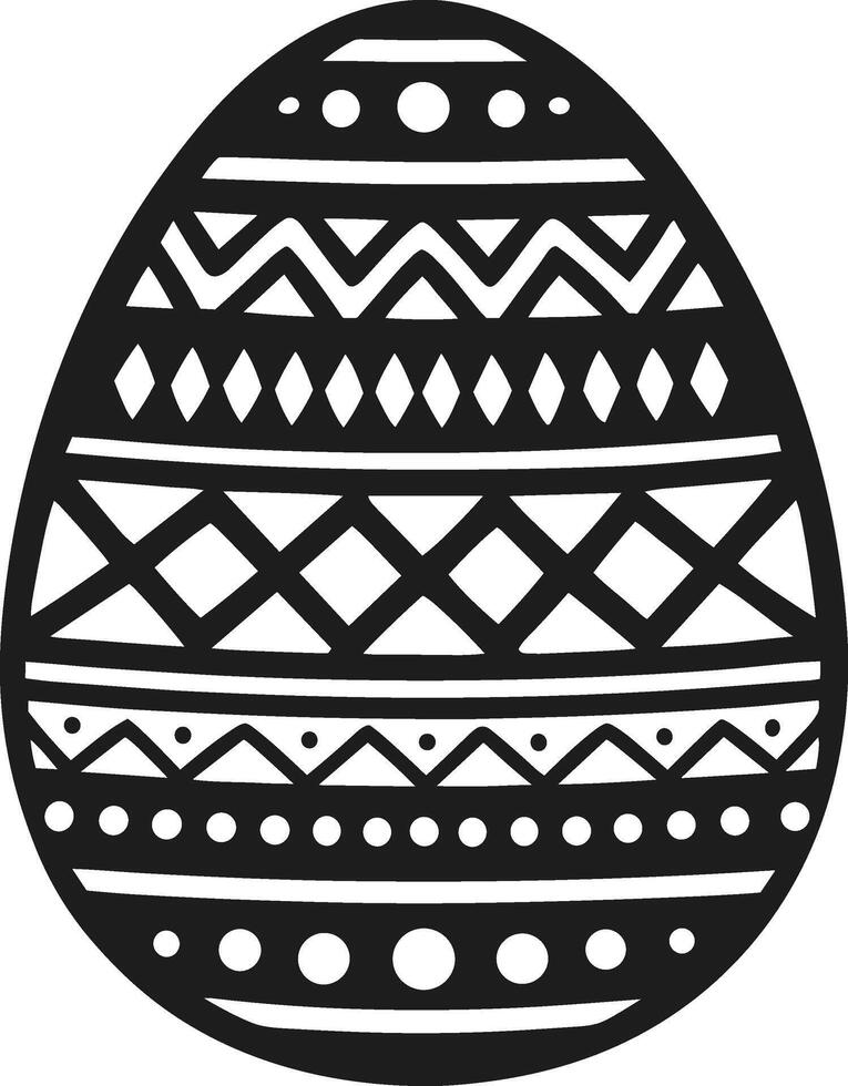 Ornate Easter Egg Silhouette - Black Decorative Illustration vector