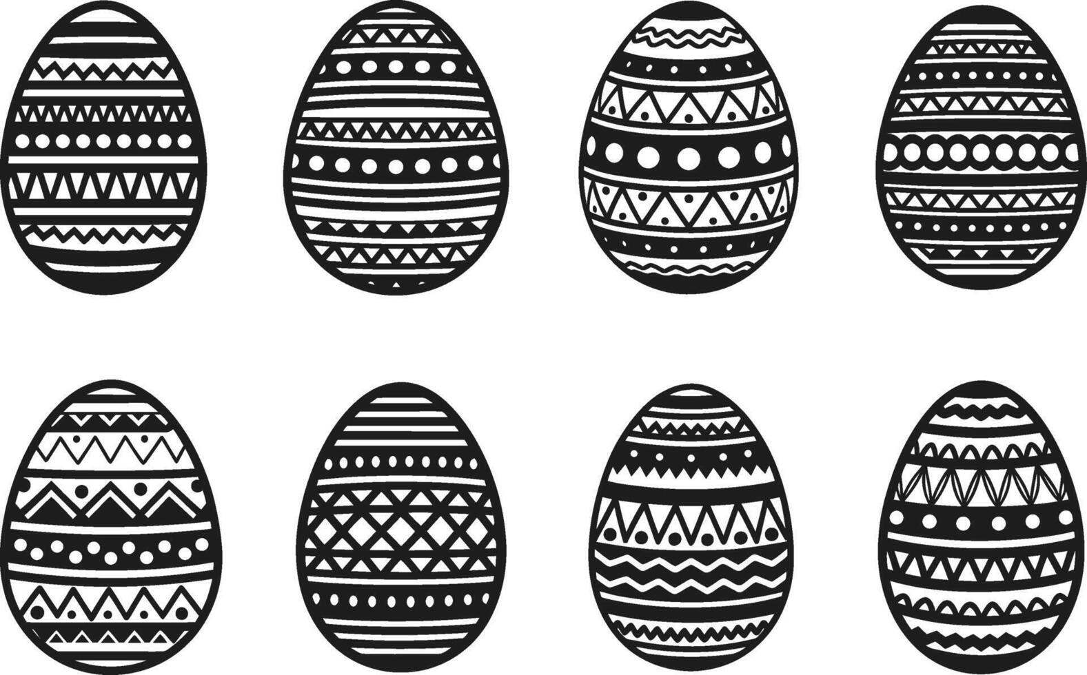 Set of Decorative Easter Egg Vectors - Black Ornamental Designs
