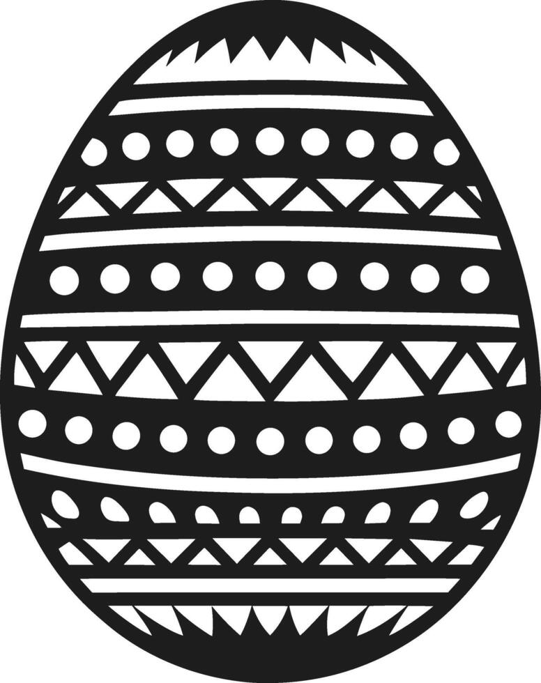 Black Easter Egg Silhouette with Geometric Patterns - Illustration vector