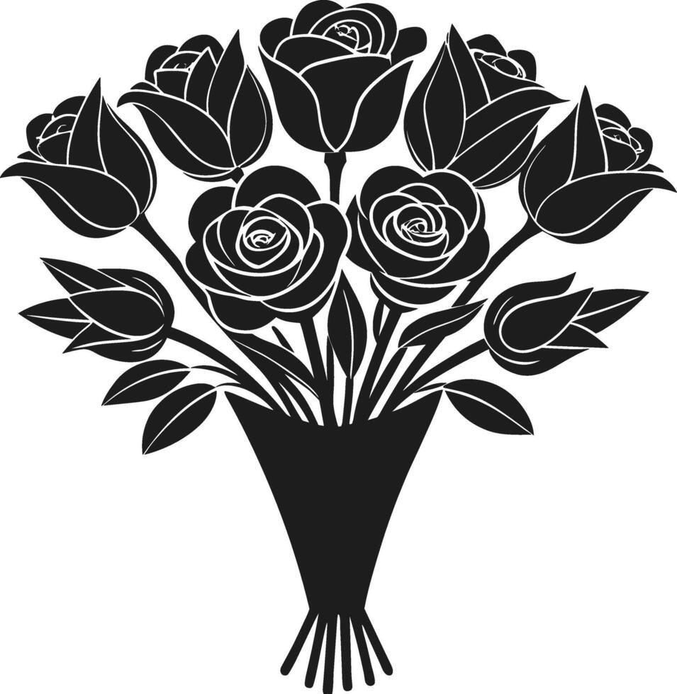 Elegant Black Rose Bouquet Silhouette for Mother's Day and Special Occasions vector