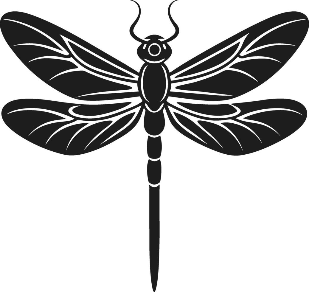 Elegant Dragonfly Silhouette - Intricate Insect Illustration for Spring and Nature Themes vector