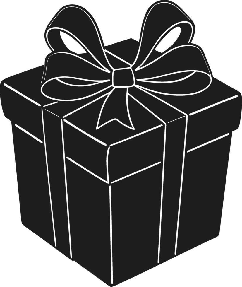 3D Gift Box Silhouette with Ribbon Bow - Elegant Illustration for Mother's Day vector