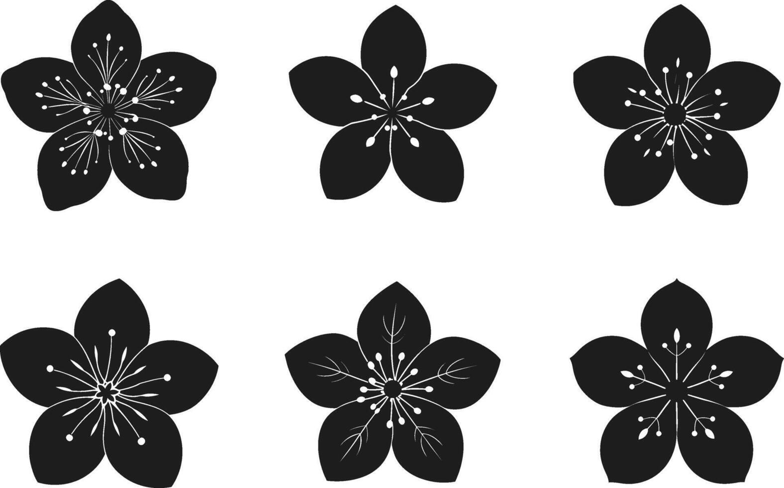 Cherry Blossom Silhouette Set - Elegant Spring Floral Collection vector