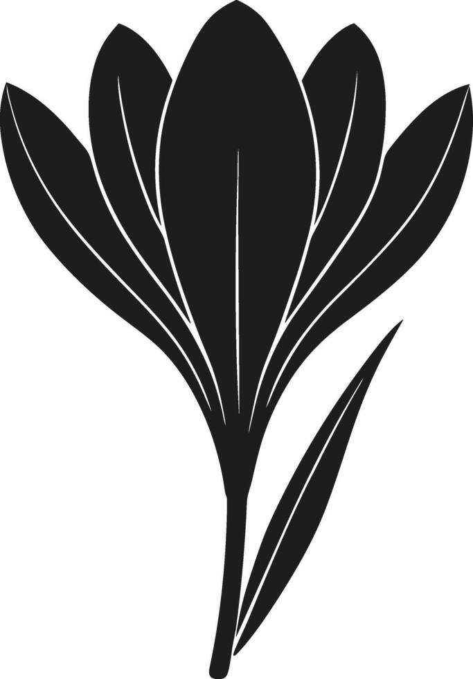 Black Silhouette Crocus Flower - Elegant Spring Floral Illustration vector