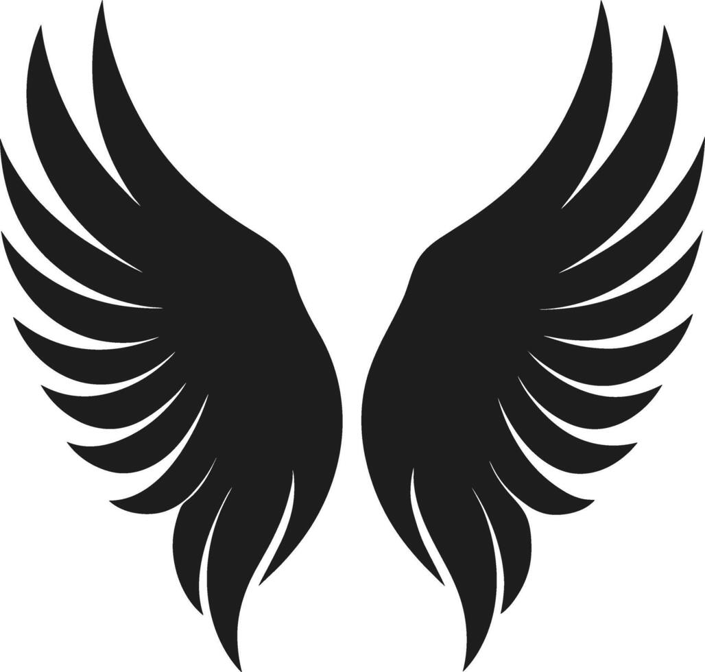 Elegant Angel Wings Silhouette - Black Illustration vector