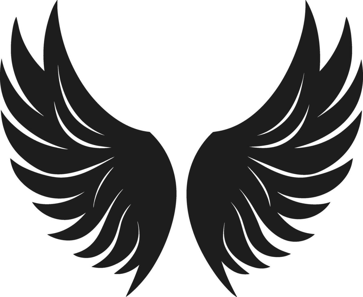 Graceful Angel Wings Silhouette - Elegant Black Illustration vector