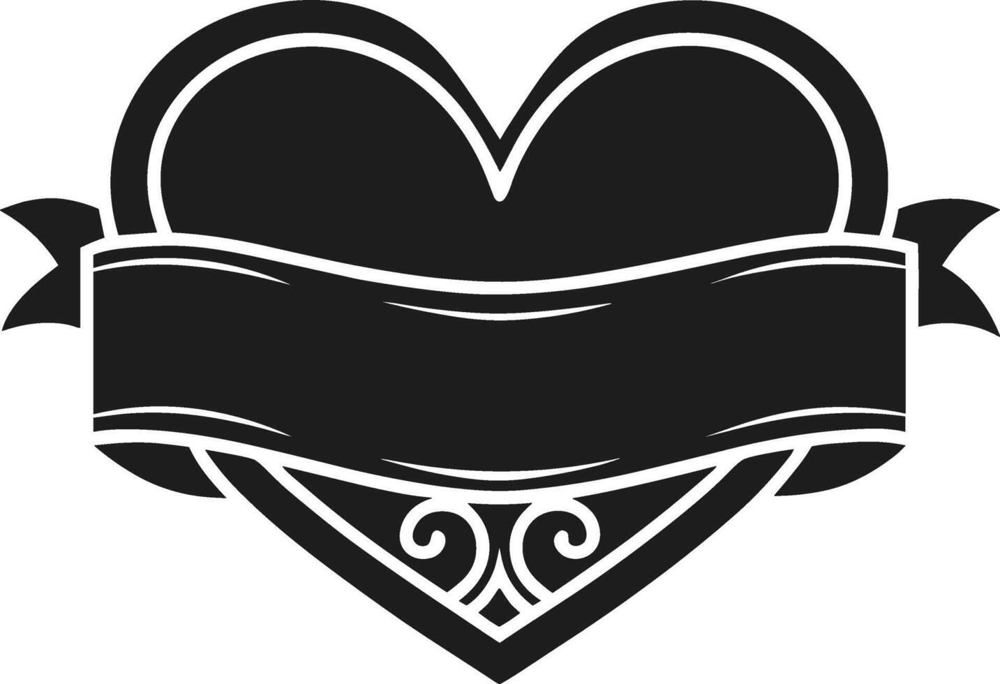 Vintage Heart with Banner - Elegant Blank Ribbon for Custom Text and Designs vector