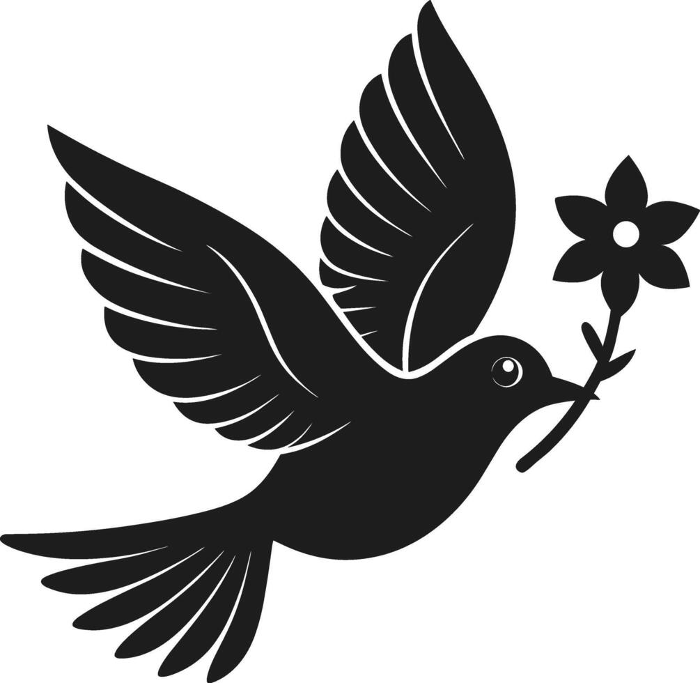 An Elegant Flying Bird with Flower - Symbol of Love, Peace, and Mother's Day Celebration vector