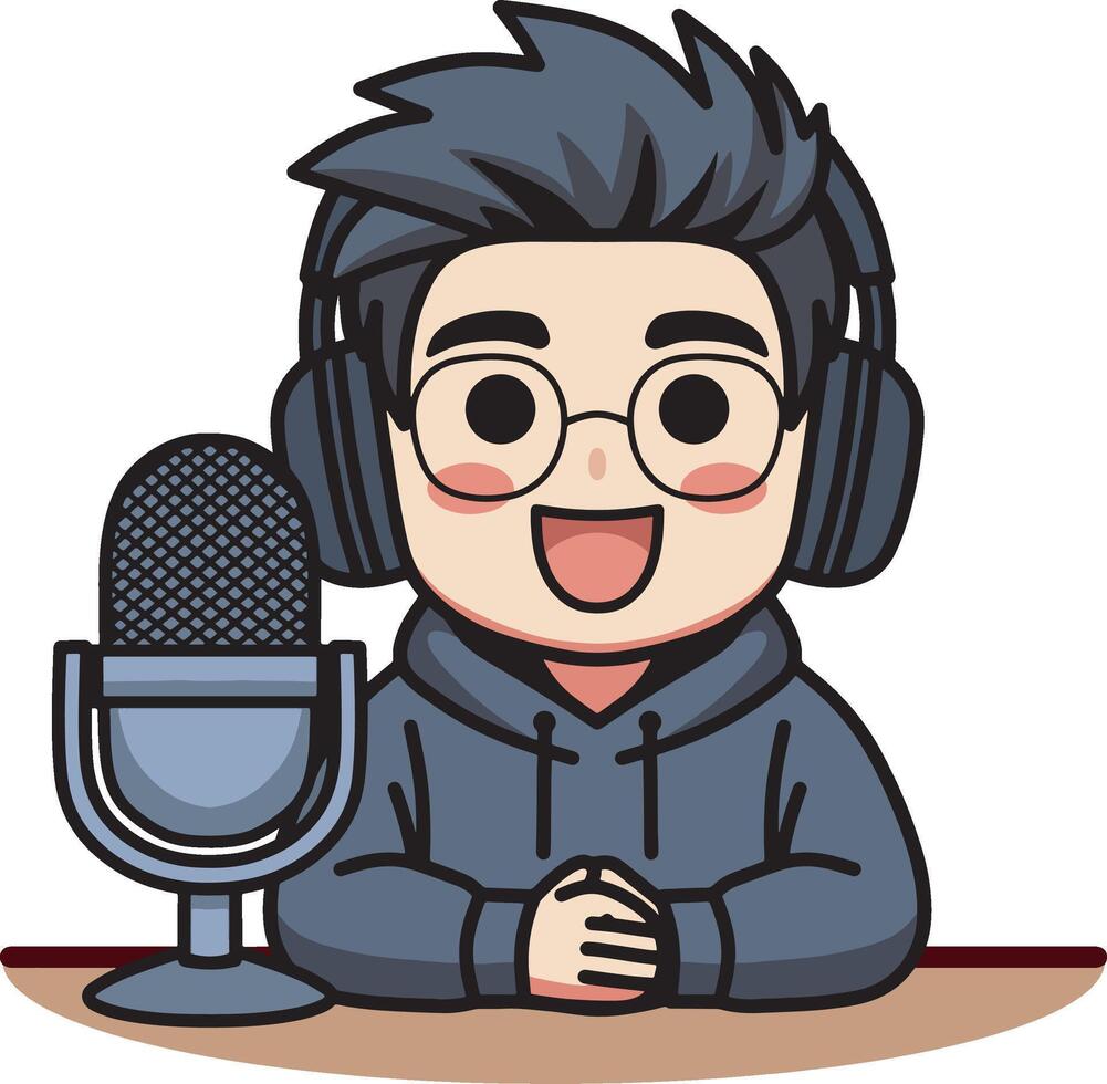 Podcast mascot cartoon design art vector