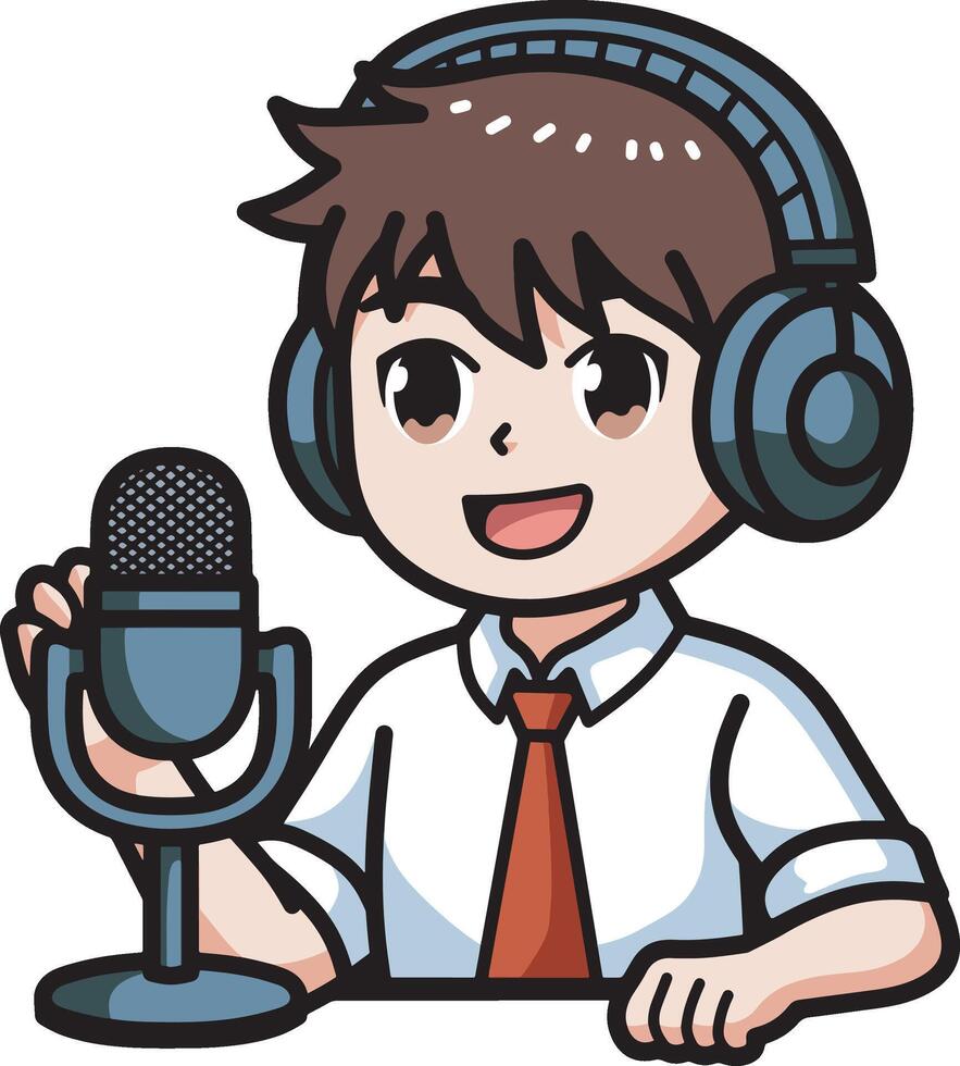 Man speaking in front of a microphone illustration vector