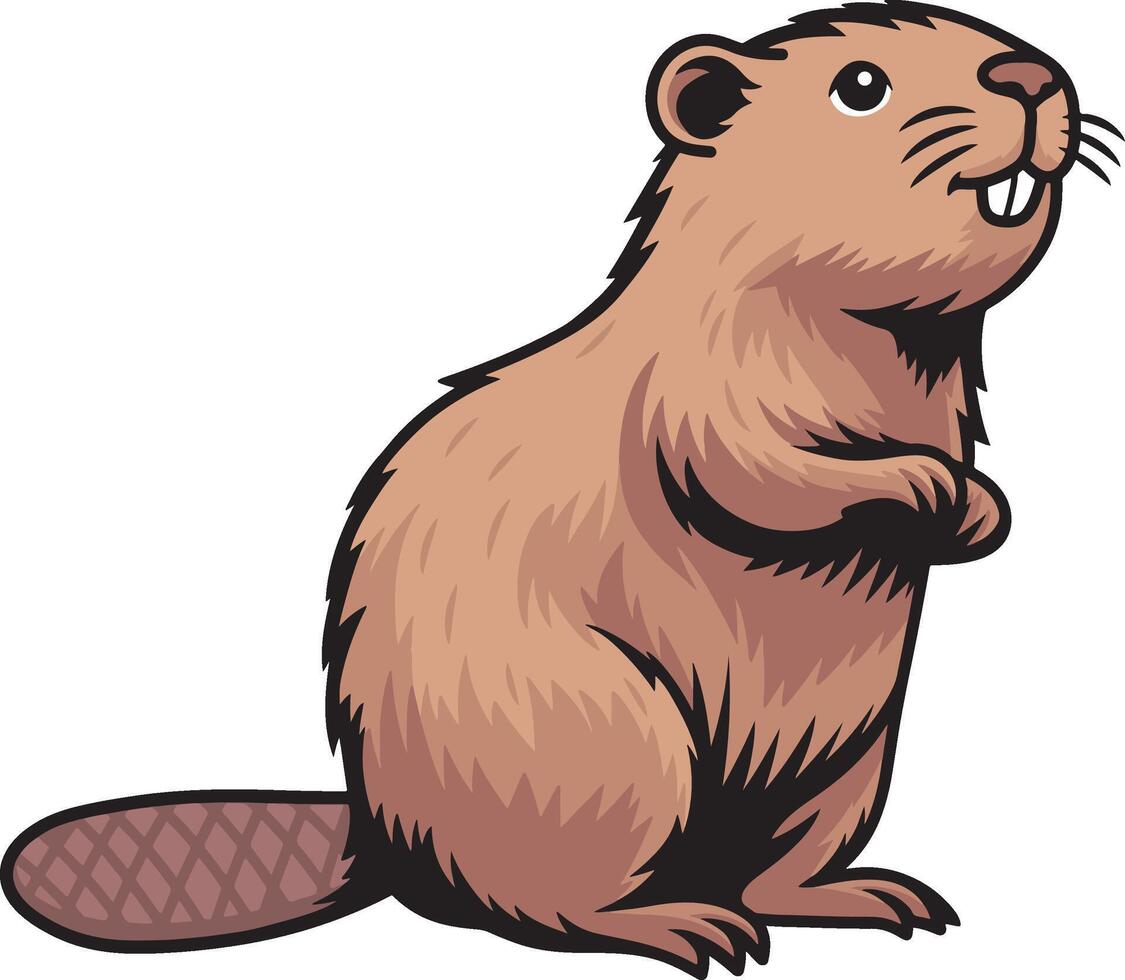 Cute beaver cartoon design art vector