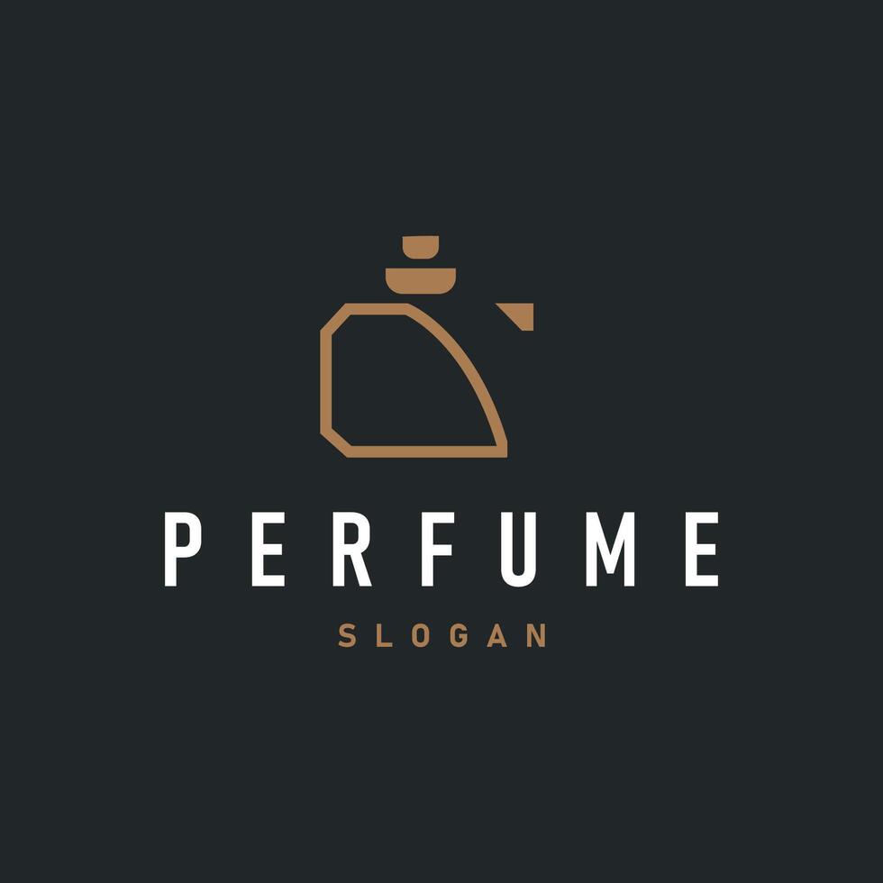 perfume logo design illustration of aromatic perfume with a simple bottle line templet product brand concept vector