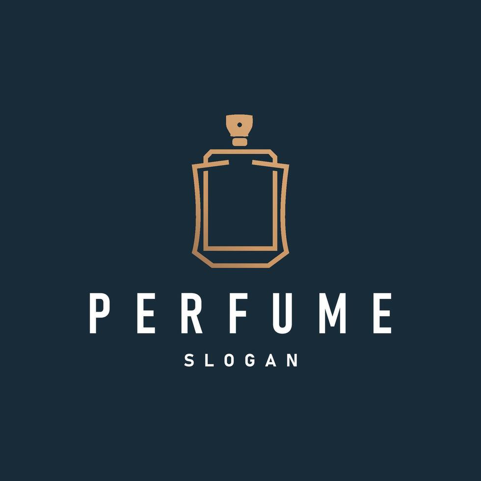 perfume logo design aromatic perfume with a simple minimalist bottle concept line templet product brand concept vector