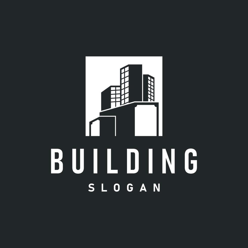 High rise building logo design with real estate apartment construction simple template illustration vector