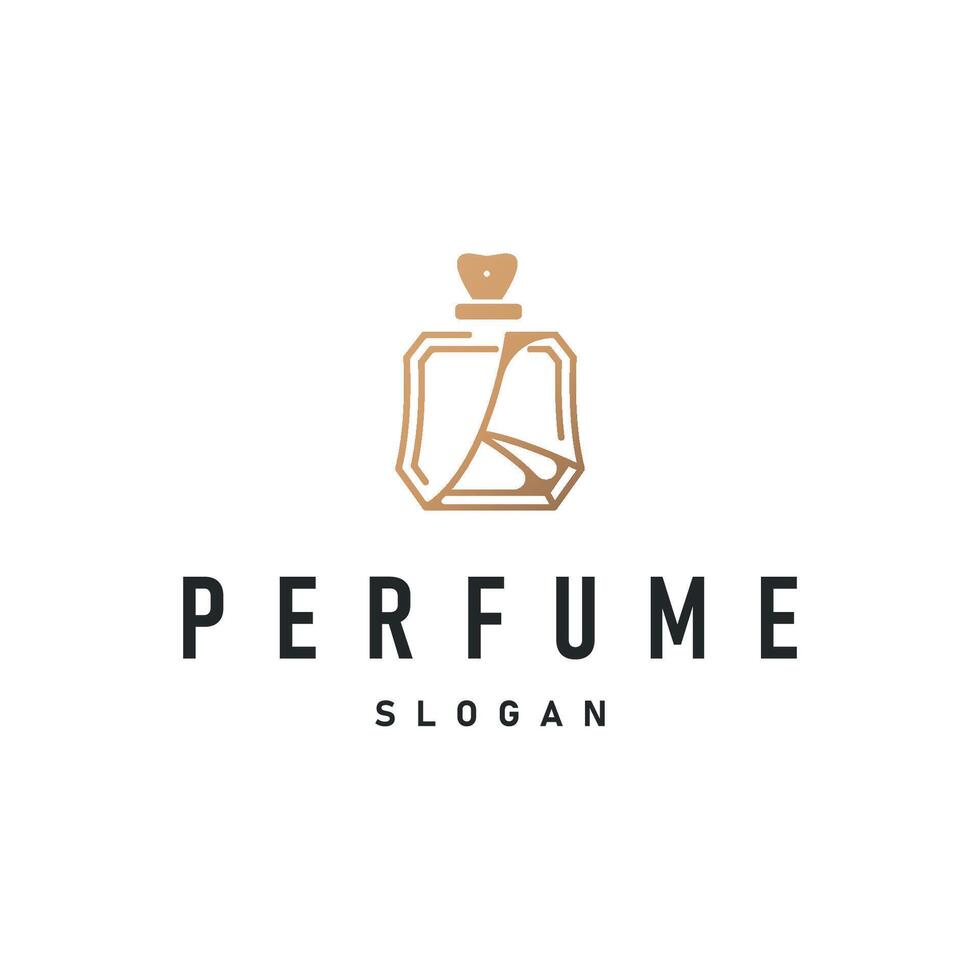 perfume logo design of aromatic perfume with a simple minimalist bottle concept line templet product brand concept vector