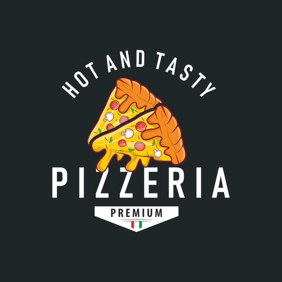 italian food design pizza logo illustration pizzeria concept simple retro vintage template vector