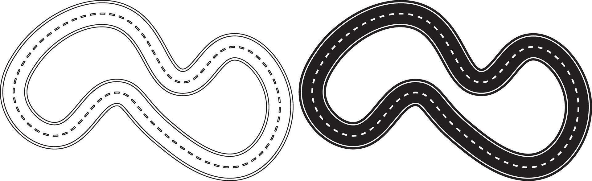 top view racing circuit icon set vector