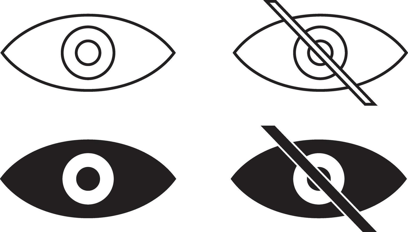 eye show hide password icon set vector