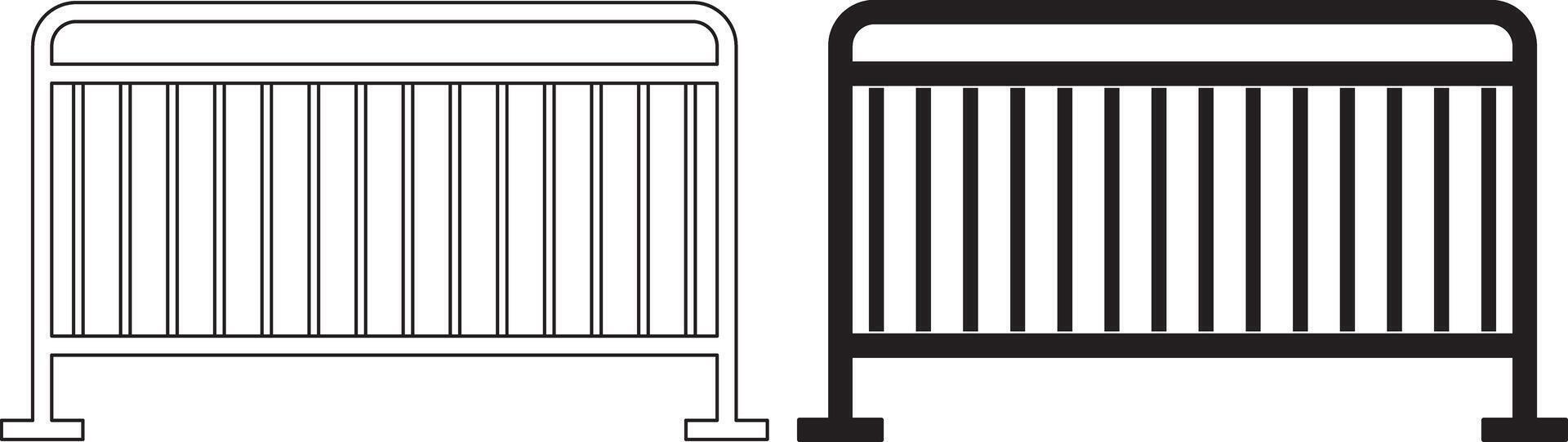outline silhouette Crowd control barriers icon set vector