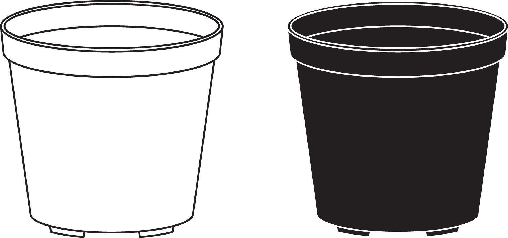 outline silhouette empty Flowerpot icon set vector