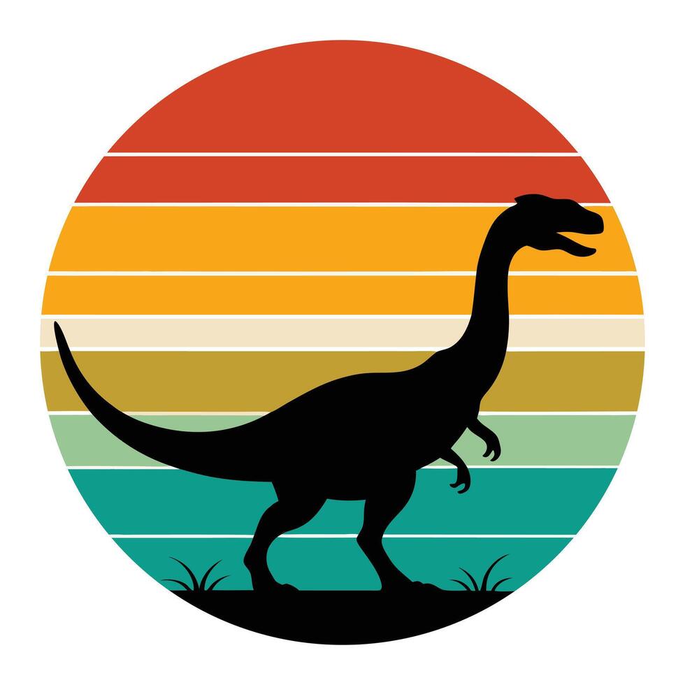 dinosaur silhouette on retro vintag style vector