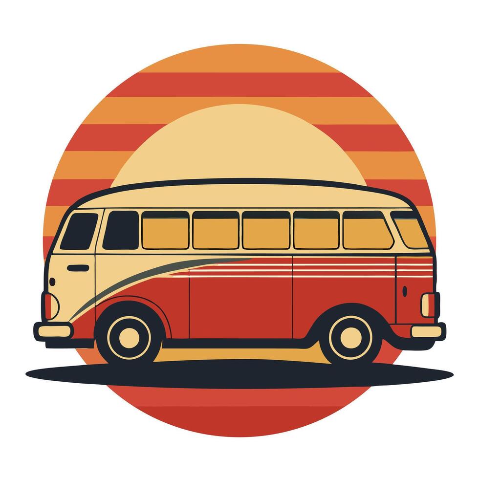 Bus on retro vintage style Tshirt design vector