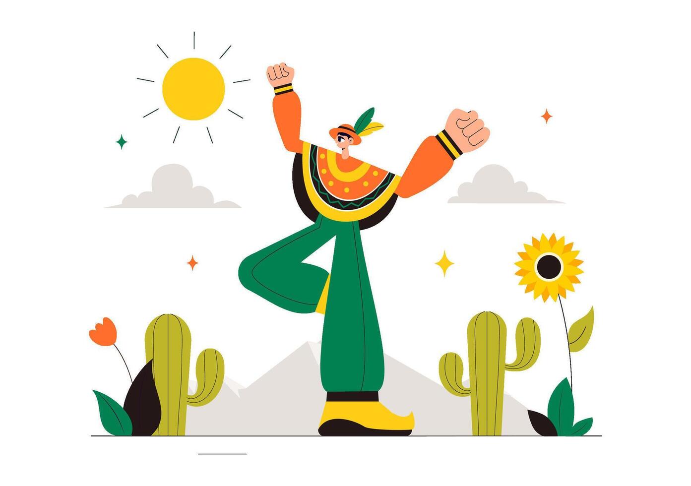 Illustration of Inti Raymi, the Ancient Inca Festival Honoring the Sun on June 24 vector