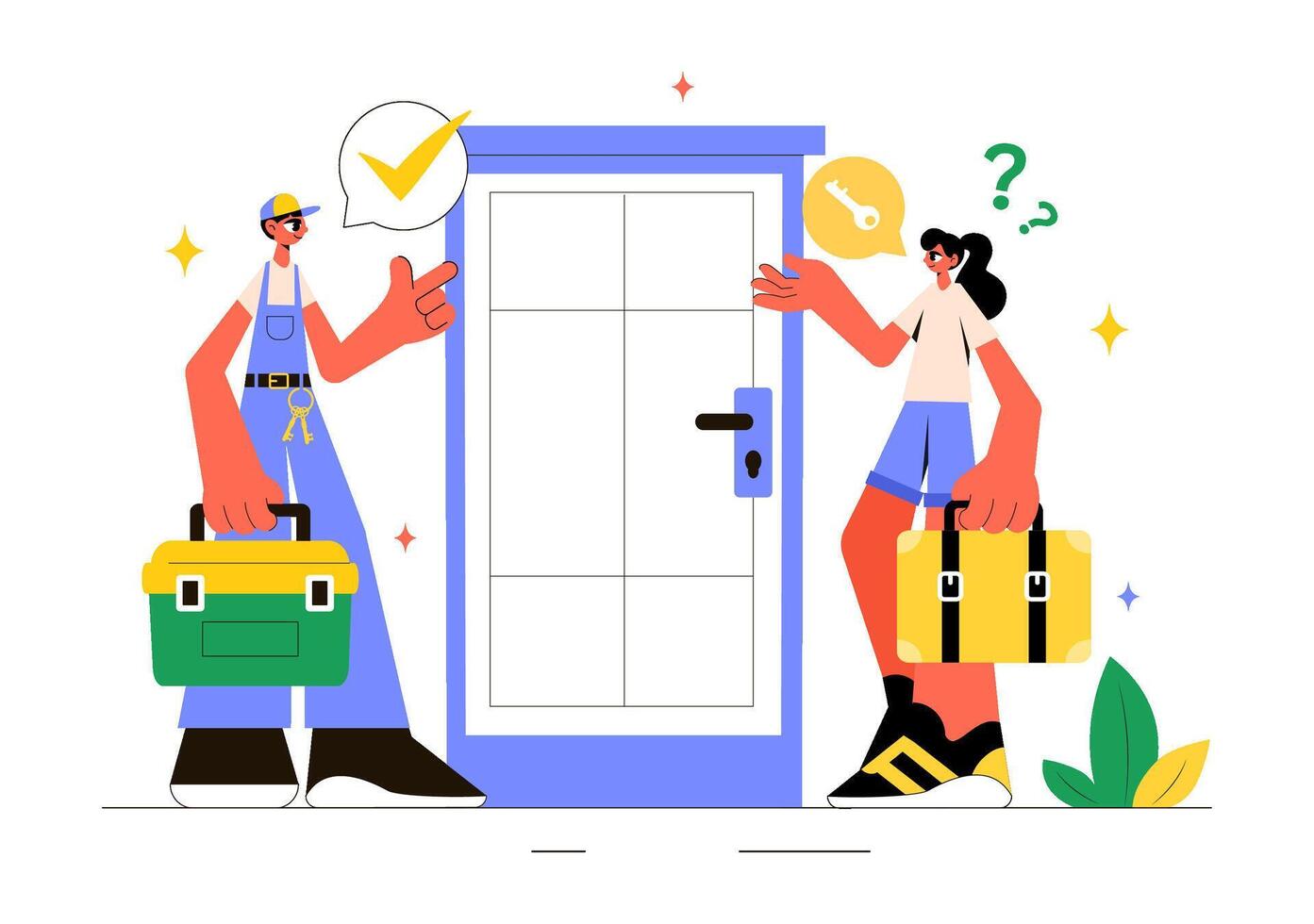 Locksmith Repairman Illustration for Home Maintenance and Key Installation Services vector