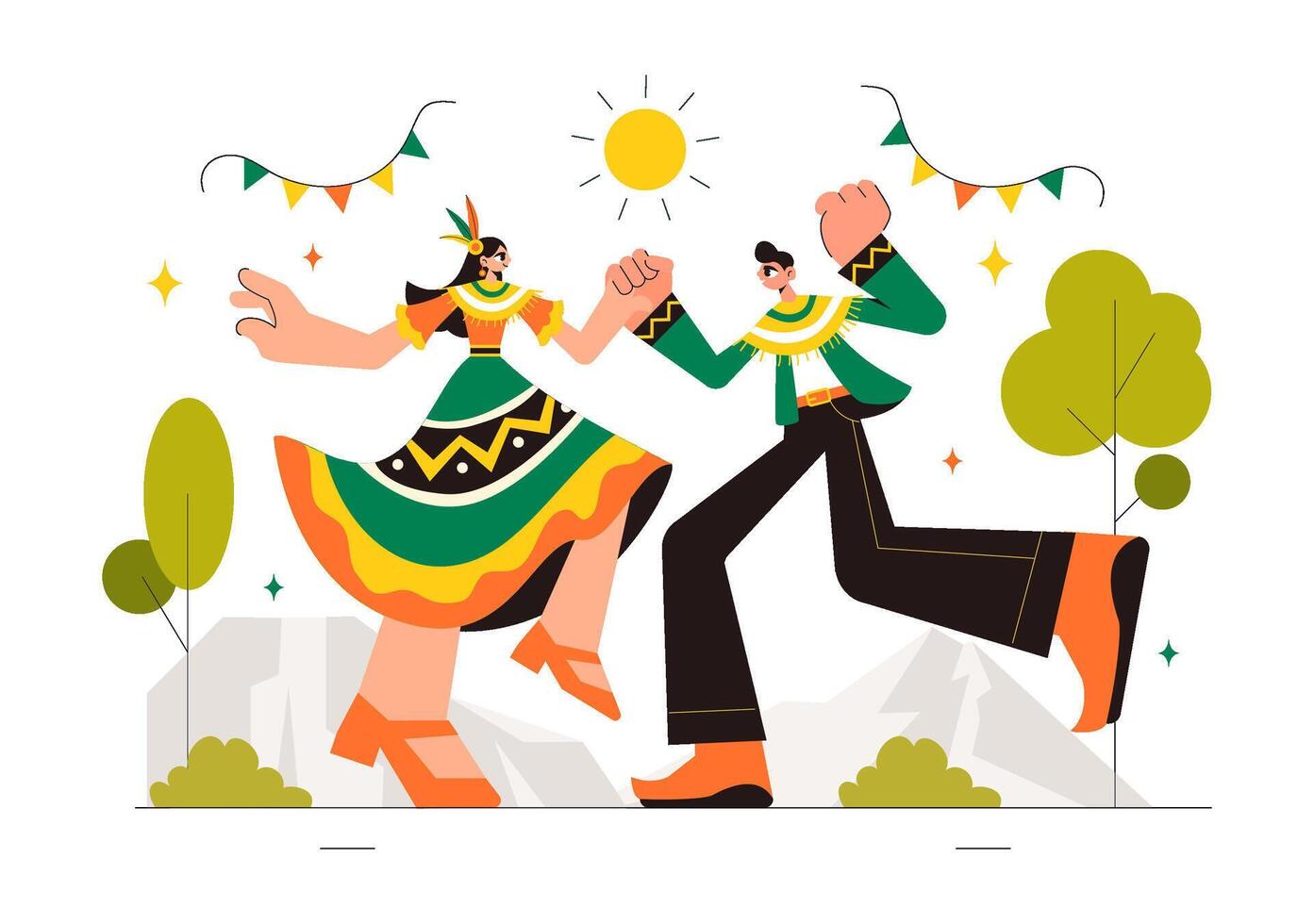 Inti Raymi Illustration Featuring the Sun Festival, a Traditional Religious Ceremony on June 24 vector