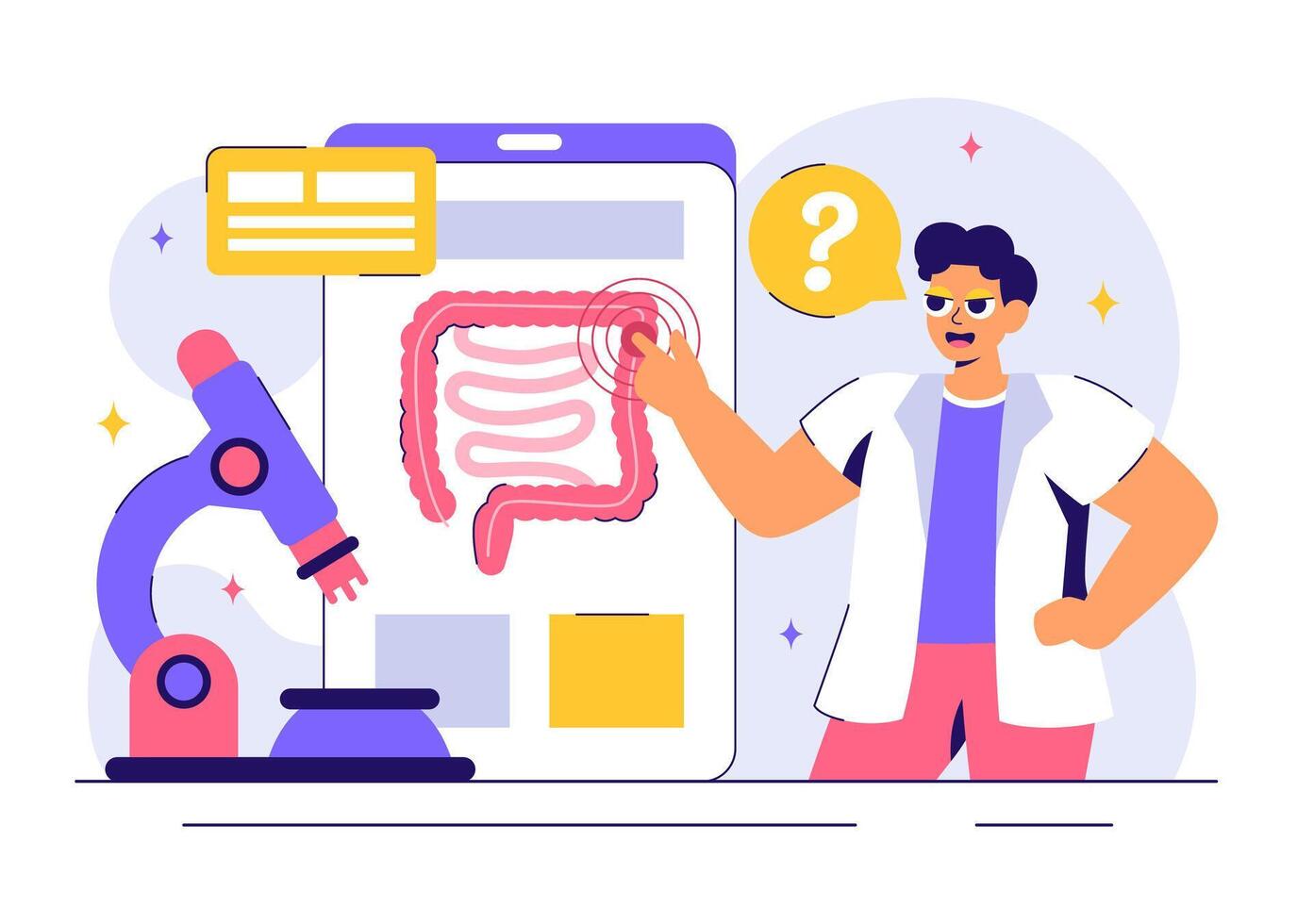 Medical Examination Illustration of a Doctor Conducting a Colonoscopy Procedure vector