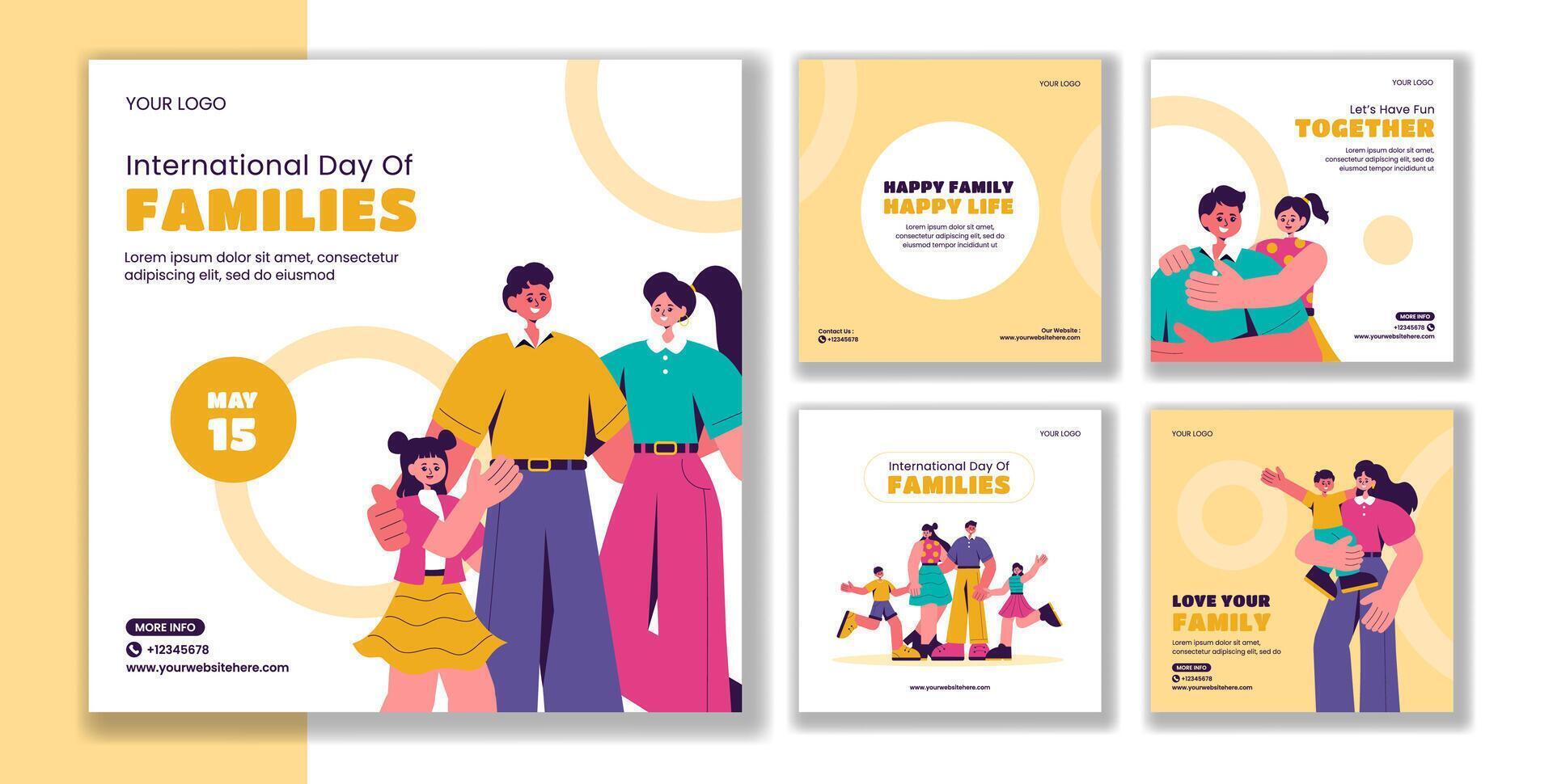 Flat Cartoon Hand Drawn Template for International Day of Families Social Media Post vector