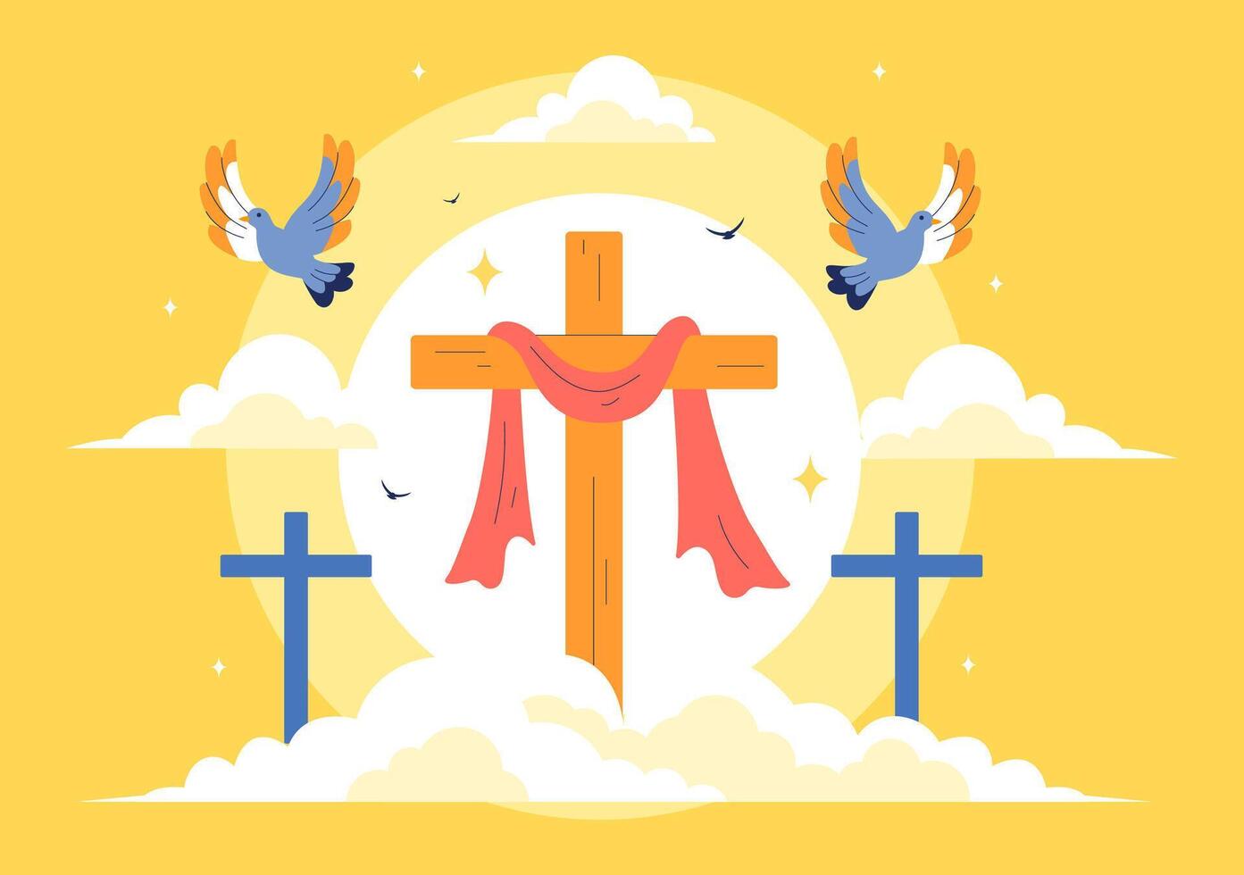 Ascension Day Celebration Illustration of Mary's Assumption with Angels and Doves vector