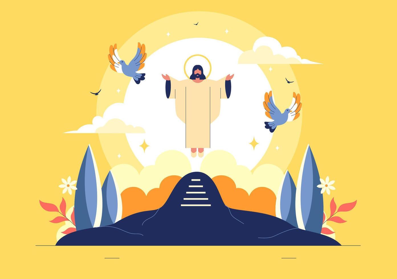 Illustration of Ascension Day Celebrating the Assumption of the Blessed Virgin Mary vector