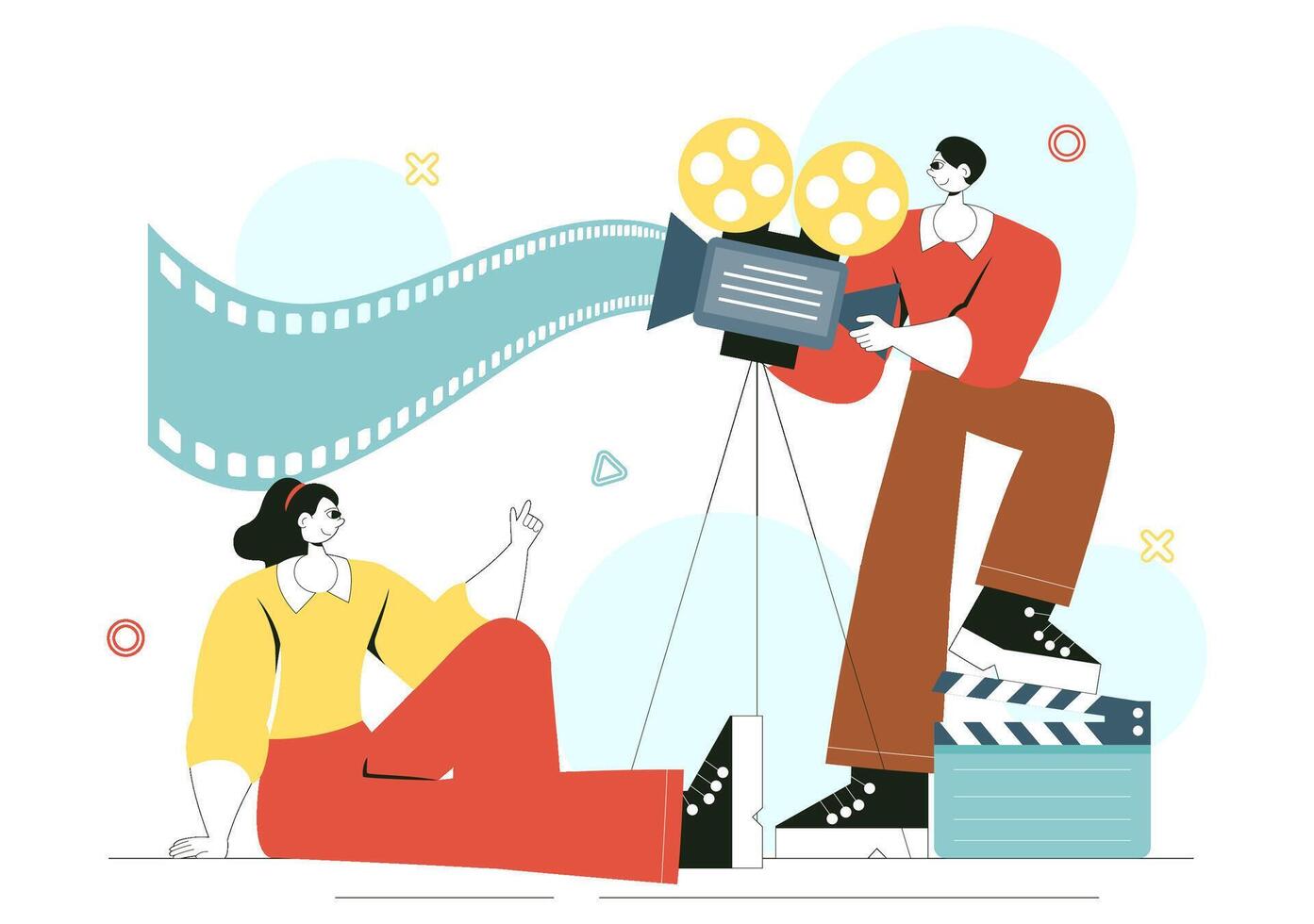 Illustration of Film Festival Highlighting Movie Production and Cinematography Tools vector