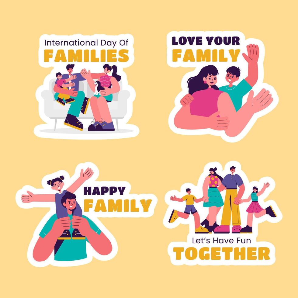 International Day of Families Social Media Label Illustration with Flat Cartoon Design vector