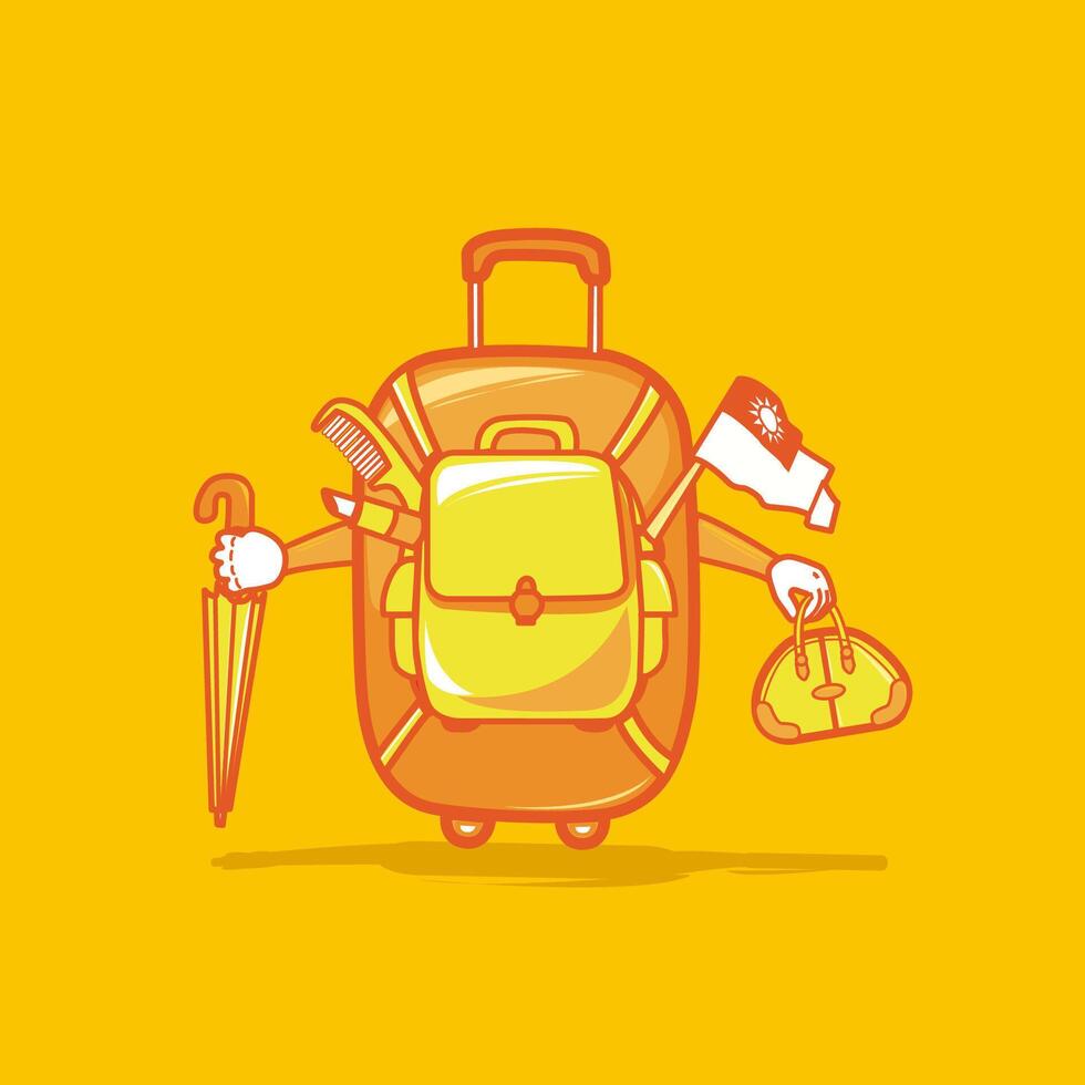 Luggage Carrying Various Travel Items vector