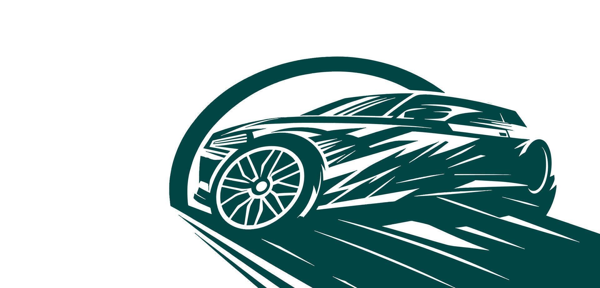 A sports car is driving through a tunnel on a white background vector