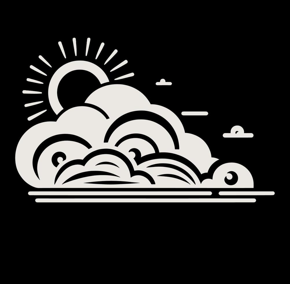 A black and white illustration of a cloud. vector